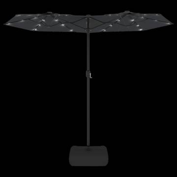 Double-Head Parasol with LEDs - Black 316x240 cm | Hipomarket