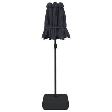 Double-Head Parasol with LEDs - Black 316x240 cm | Hipomarket