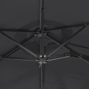 Double-Head Parasol with LEDs - Black 316x240 cm | Hipomarket