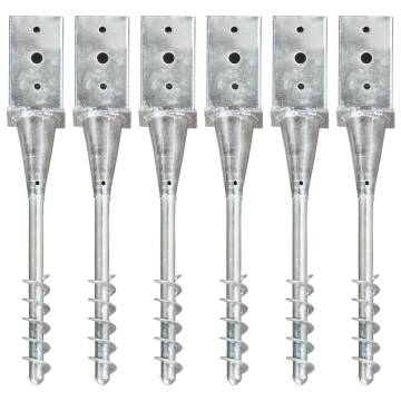 Ground Spikes Set - 6 Pcs Galvanised Steel | HipoMarket UK