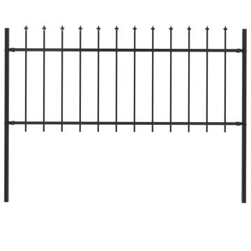 Elegant Black Garden Fence with Spear Top - 1.7x0.8 m