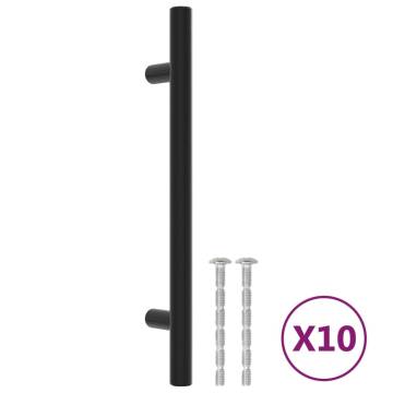 Elegant Black Stainless Steel Cabinet Handles - 10 pcs