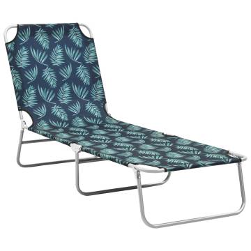 Folding Sun Lounger - Steel & Fabric Leaves Print | Hipo Market