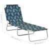 Folding Sun Lounger - Steel & Fabric Leaves Print | Hipo Market