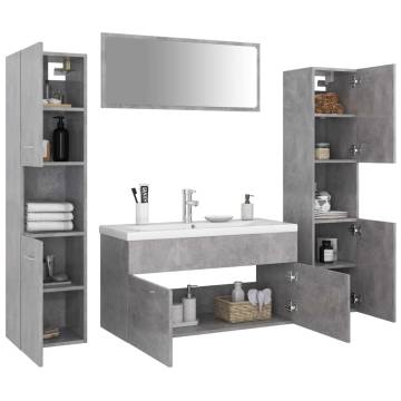 Stylish Concrete Grey Bathroom Furniture Set - HipoMarket