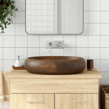 Countertop Basin Brown Oval - Elegant Ceramic Bathroom Sink