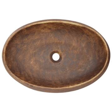 Countertop Basin Brown Oval - Elegant Ceramic Bathroom Sink