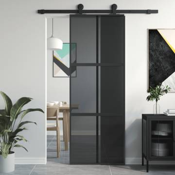 Sliding Door Black 76x205 cm | Tempered Glass & Aluminium