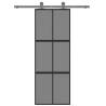 Sliding Door Black 76x205 cm | Tempered Glass & Aluminium