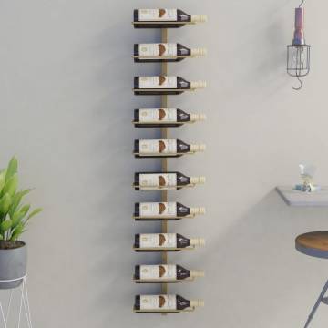 Stylish Gold Wall-mounted Wine Rack for 10 Bottles | HipoMarket