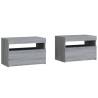 Stylish Grey Sonoma Bedside Cabinets with LED Lights - 2 pcs