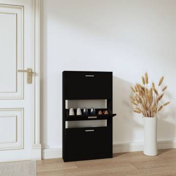 Stylish Black Shoe Cabinet - 59x17x108 cm | Hipomarket