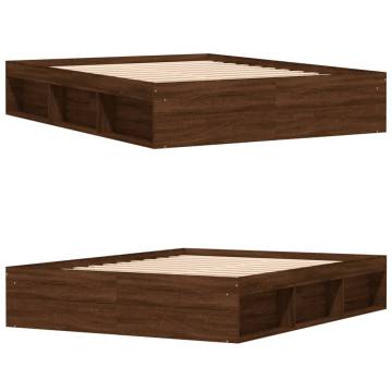 Brown Oak Bed Frame 140x200 cm | Modern & Stylish Furniture