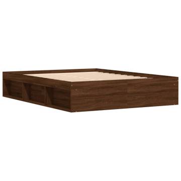 Brown Oak Bed Frame 140x200 cm | Modern & Stylish Furniture