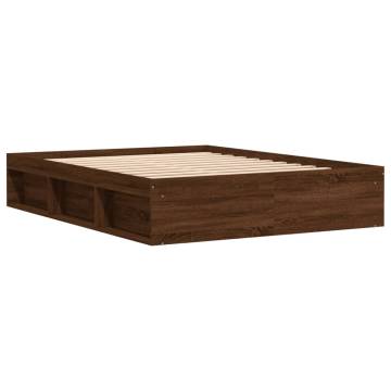 Brown Oak Bed Frame 140x200 cm | Modern & Stylish Furniture