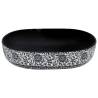 Elegant Black & Blue Oval Countertop Basin - 59x40 cm