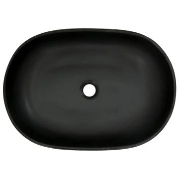 Elegant Black & Blue Oval Countertop Basin - 59x40 cm