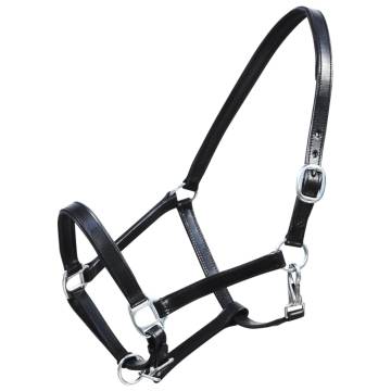 Adjustable Real Leather Headcollar for Ponies - Black