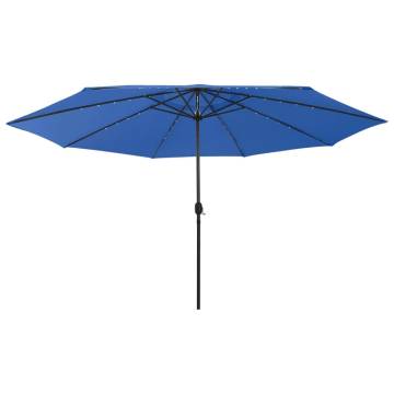 Outdoor Parasol with LED Lights - Azure Blue 400 cm | HipoMarket