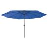 Outdoor Parasol with LED Lights and Metal Pole 400 cm Azure Blue Colour azure blue Quantity in Package 1 