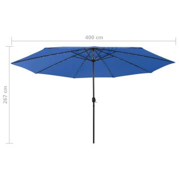 Outdoor Parasol with LED Lights - Azure Blue 400 cm | HipoMarket