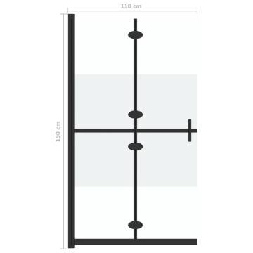 Foldable Walk-in Shower Wall - Half Frosted ESG Glass 110x190 cm