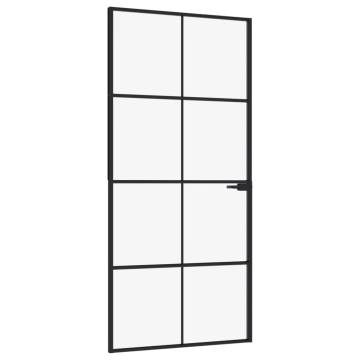 Modern Interior Door: Black Tempered Glass & Aluminium 93x201.5cm