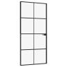 Modern Interior Door: Black Tempered Glass & Aluminium 93x201.5cm