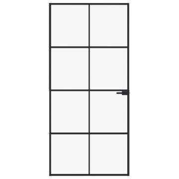 Modern Interior Door: Black Tempered Glass & Aluminium 93x201.5cm