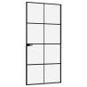 Modern Interior Door: Black Tempered Glass & Aluminium 93x201.5cm