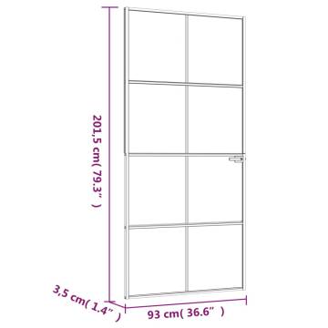 Modern Interior Door: Black Tempered Glass & Aluminium 93x201.5cm