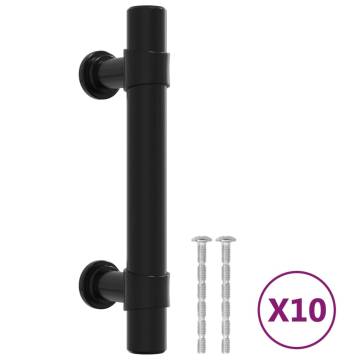 10 pcs Black Stainless Steel Cabinet Handles - Vintage Style