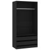 Stylish Black Wardrobe - Engineered Wood 100x50x200 cm