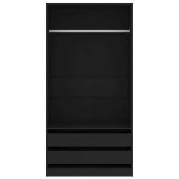 Stylish Black Wardrobe - Engineered Wood 100x50x200 cm