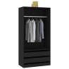 Stylish Black Wardrobe - Engineered Wood 100x50x200 cm