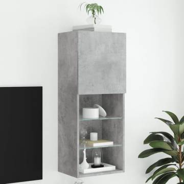 TV Cabinet with LED Lights - Concrete Grey, 40.5x30x102 cm