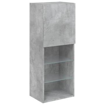 TV Cabinet with LED Lights - Concrete Grey, 40.5x30x102 cm