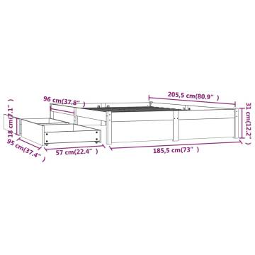 Super King Size Bed Frame with Drawers 180x200 cm - Hipomarket