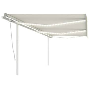 Manual Retractable Awning with LED - 6x3m Cream | HipoMarket