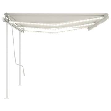 Manual Retractable Awning with LED - 6x3m Cream | HipoMarket