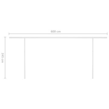 Manual Retractable Awning with LED - 6x3m Cream | HipoMarket