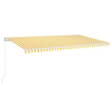 Manual Retractable Awning with LED - Yellow & White 600x350 cm