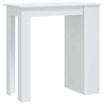 Stylish High Gloss White Bar Table with Storage Rack - 102x50 cm