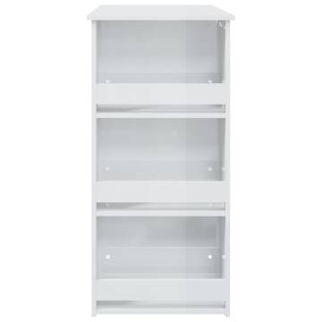 Stylish High Gloss White Bar Table with Storage Rack - 102x50 cm