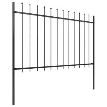 Elegant Black Steel Garden Fence 5.1x1.2m with Spear Top