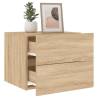 Wall-Mounted Bedside Cabinet with LED Lights - Sonoma Oak