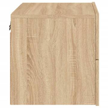 Wall-Mounted Bedside Cabinet with LED Lights - Sonoma Oak