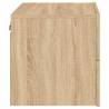 Wall-Mounted Bedside Cabinet with LED Lights - Sonoma Oak