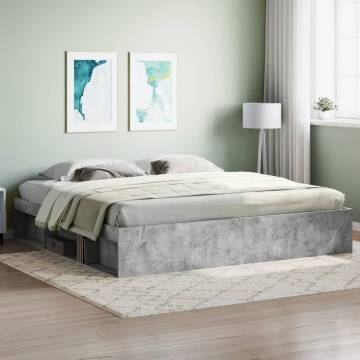 Concrete Grey Bed Frame 200x200 cm | Modern & Durable Design