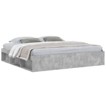 Concrete Grey Bed Frame 200x200 cm | Modern & Durable Design